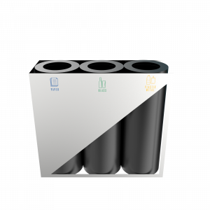 TRIOLET PC - modern powder coated metal recycle bin station