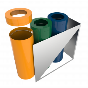 TRIOLET PC - modern powder coated metal recycle bin station