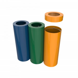 TRIOLET PC - modern powder coated metal recycle bin station