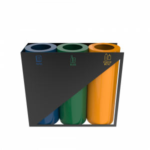 TRIOLET PC - modern powder coated metal recycle bin station