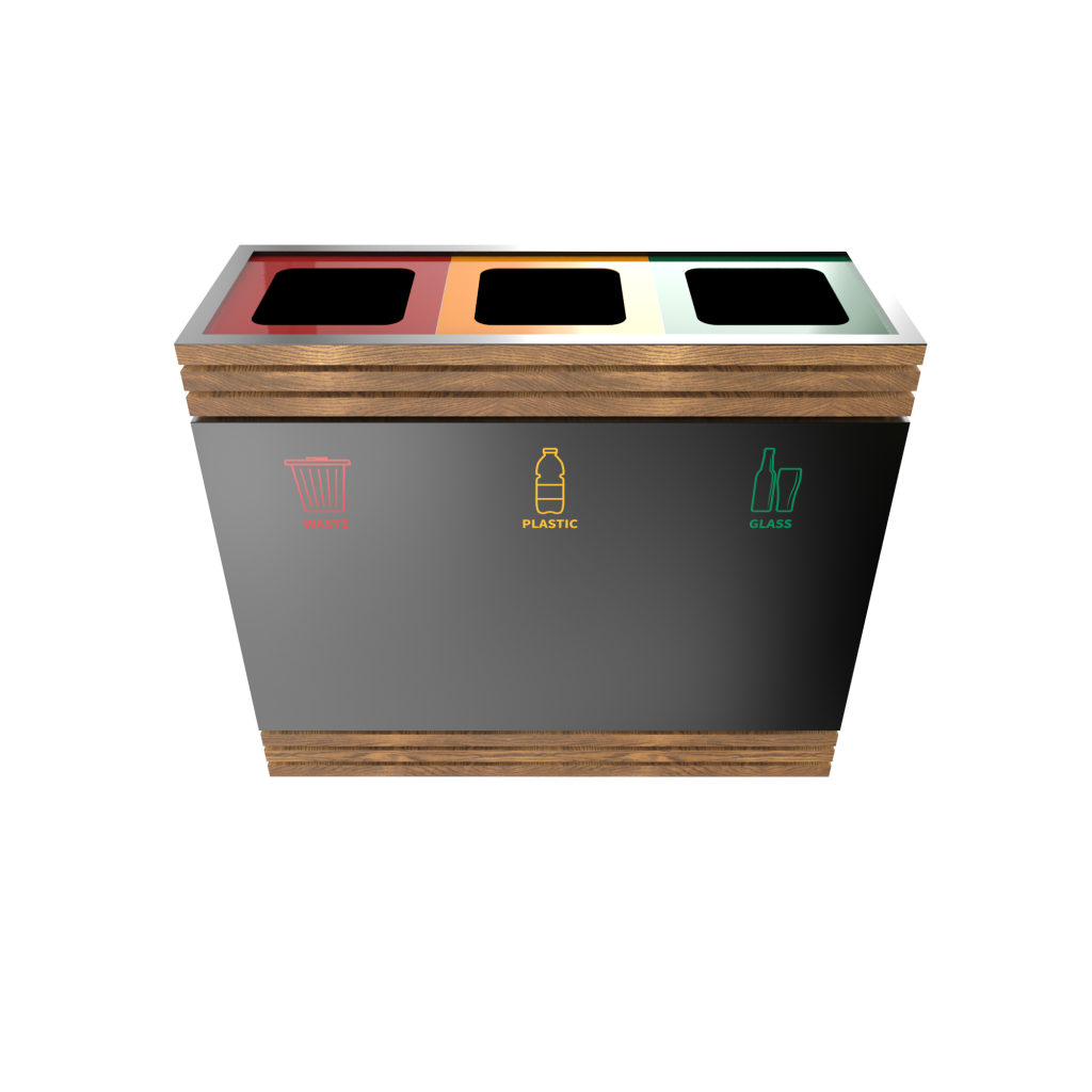 BREND PC- Recipiente de reciclaje elegante de metal con múltiples compartimentos_1