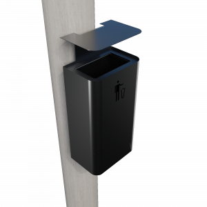 ZENIPOLE PC wall mounted metal street trash can angled view ZENIPOLE PC wall mounted metal street trash can angled view