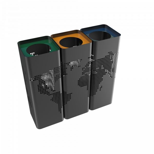 PC stylish contemporary sheet metal recycle bins Binsignia®