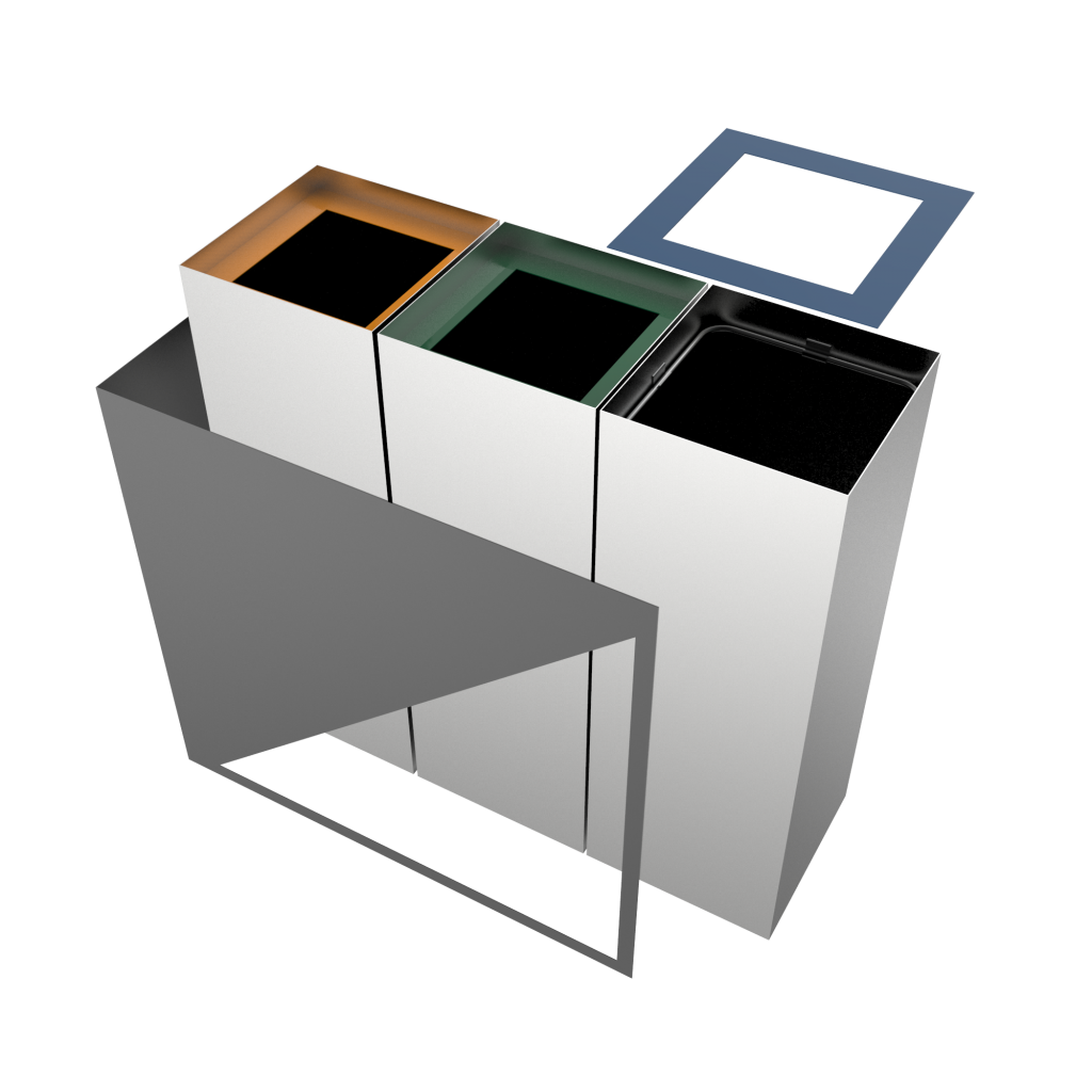 MEDELE PC modern urban recycle bins in sheet metal Binsignia®