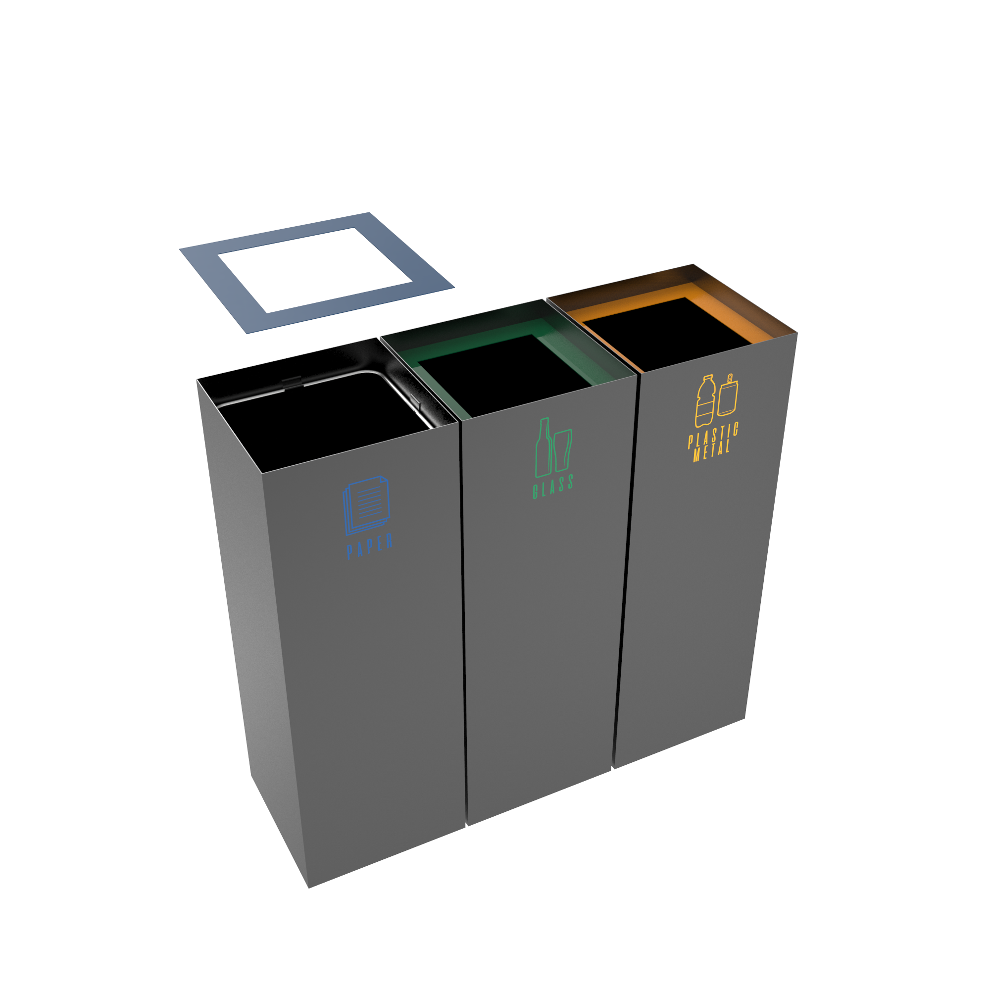MEDELE PC modern urban recycle bins in sheet metal Binsignia