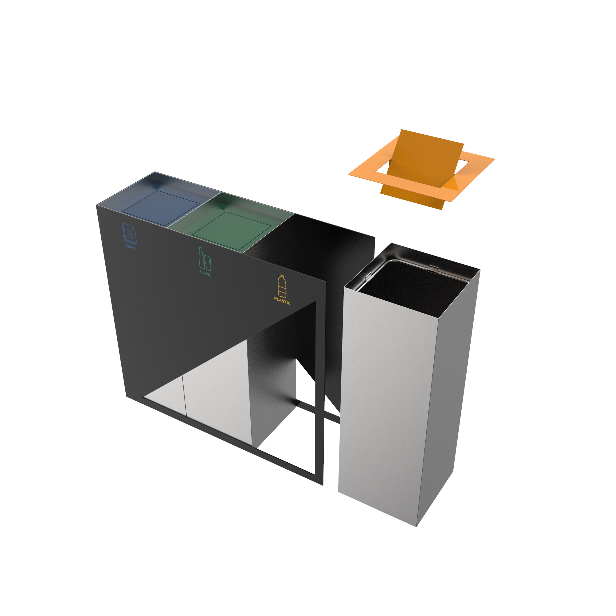 MEDELE SST modern urban recycle bins in stainless steel Binsignia