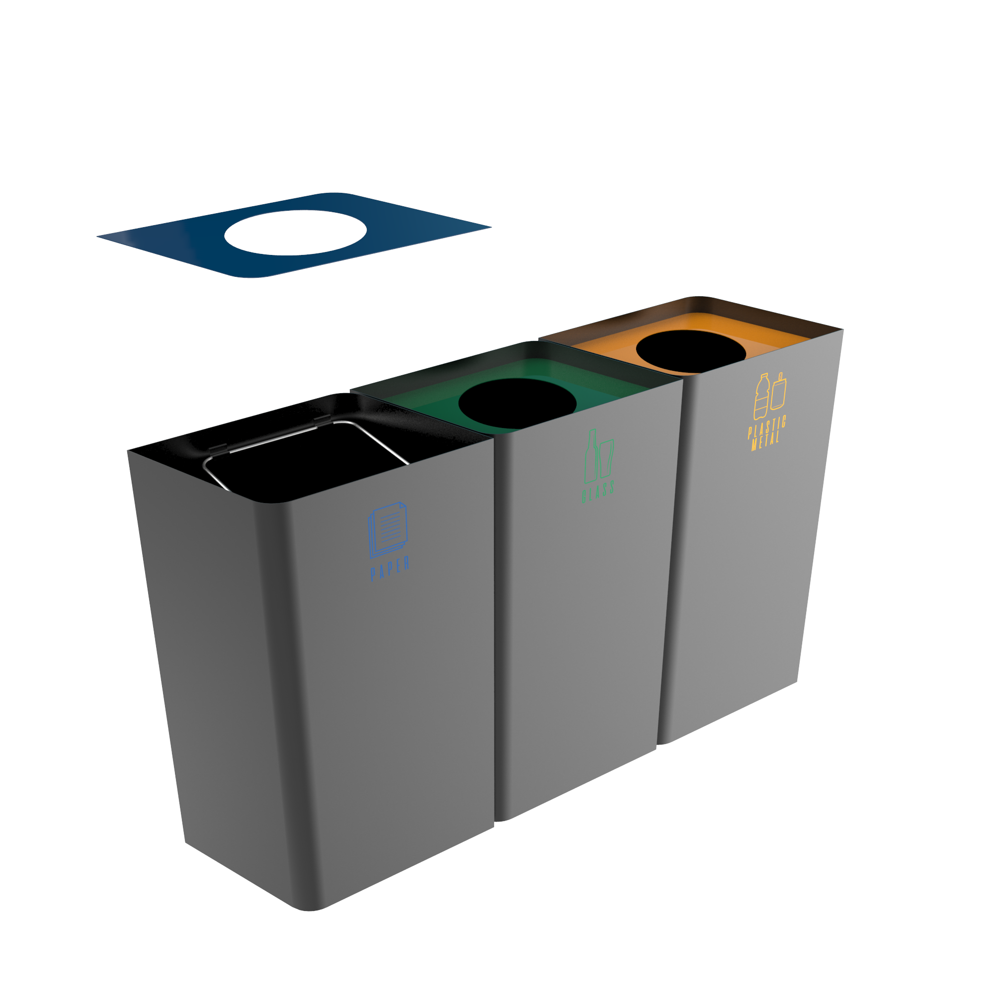 POLLUX PC modern design recycle bins in sheet metal Binsignia®
