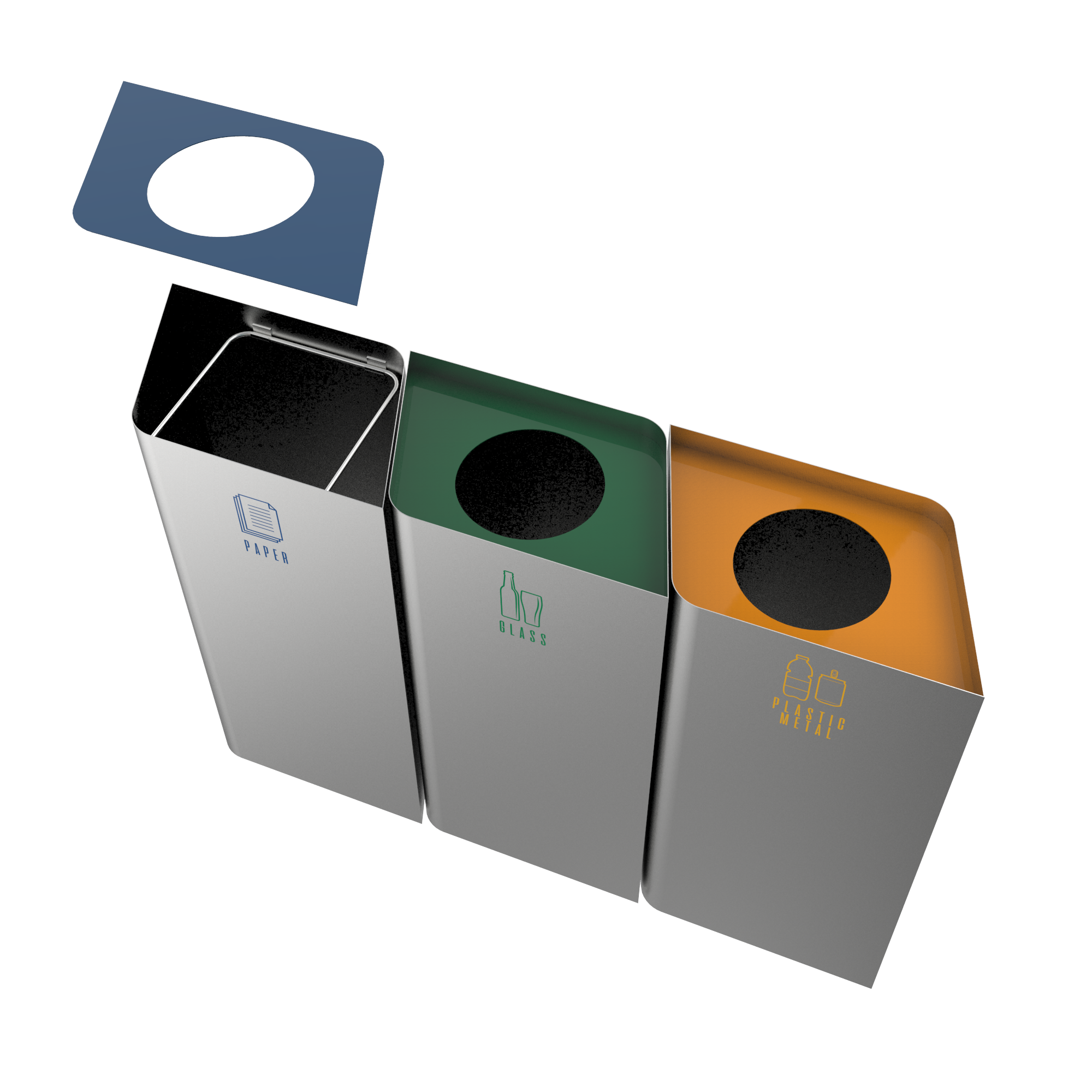 POLLUX SST modern design recycle bins in stainless steel Binsignia®
