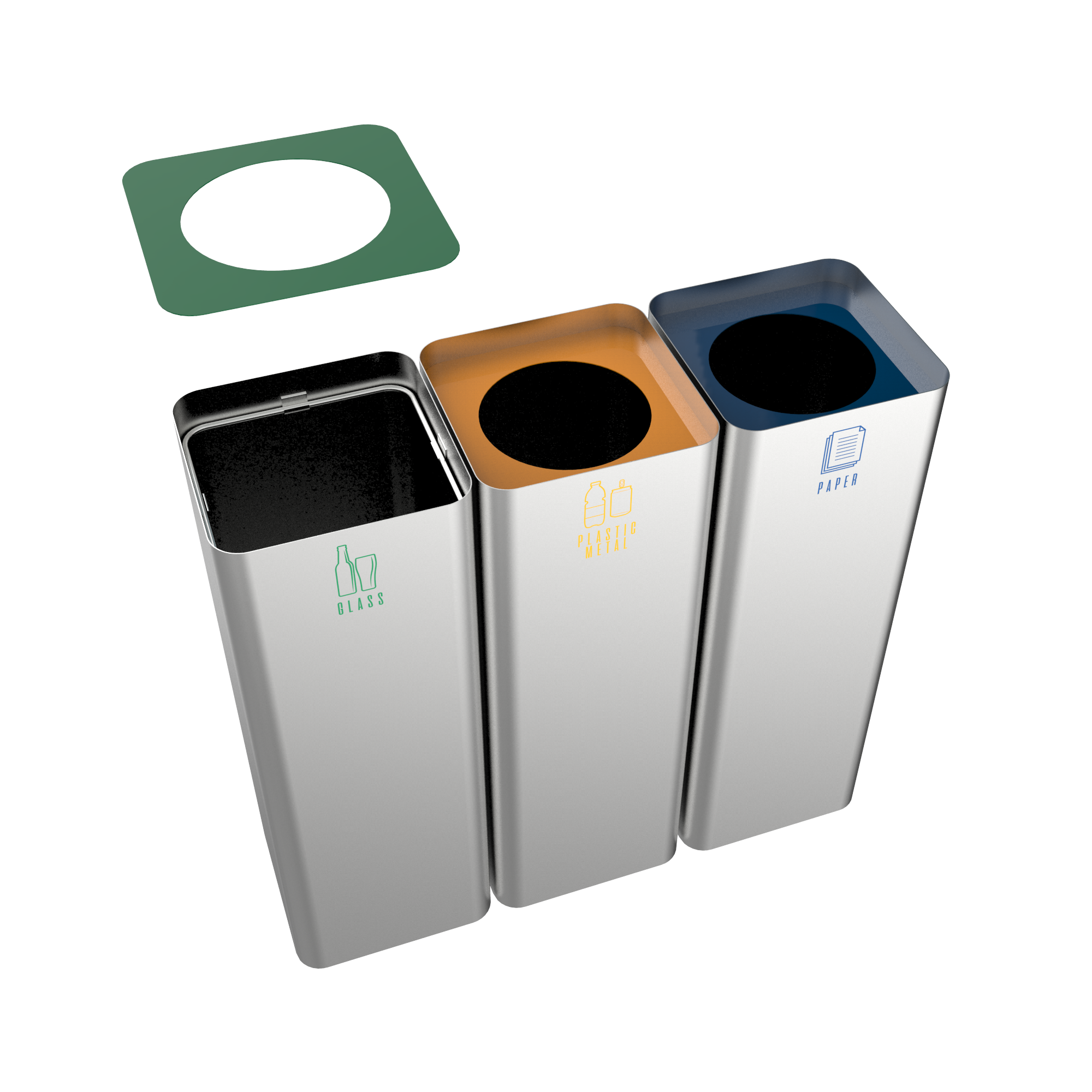 SALLIERE SST modern recycle bins made of stainless steel Binsignia