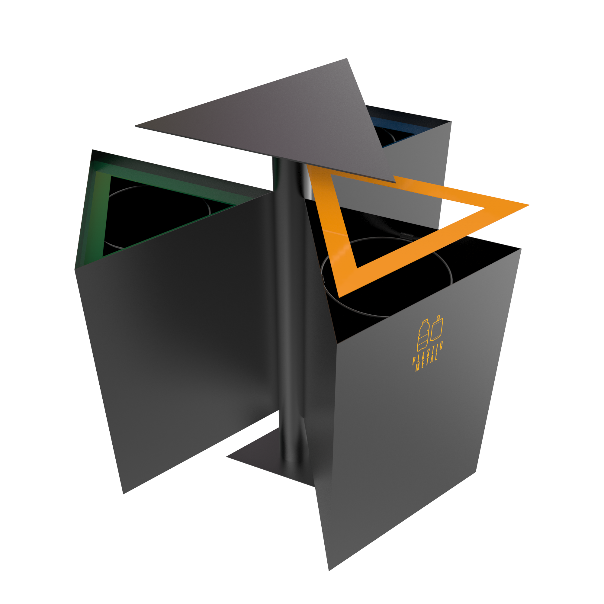 ZUPO PC outdoor recycle bins made of sheet metal Binsignia®