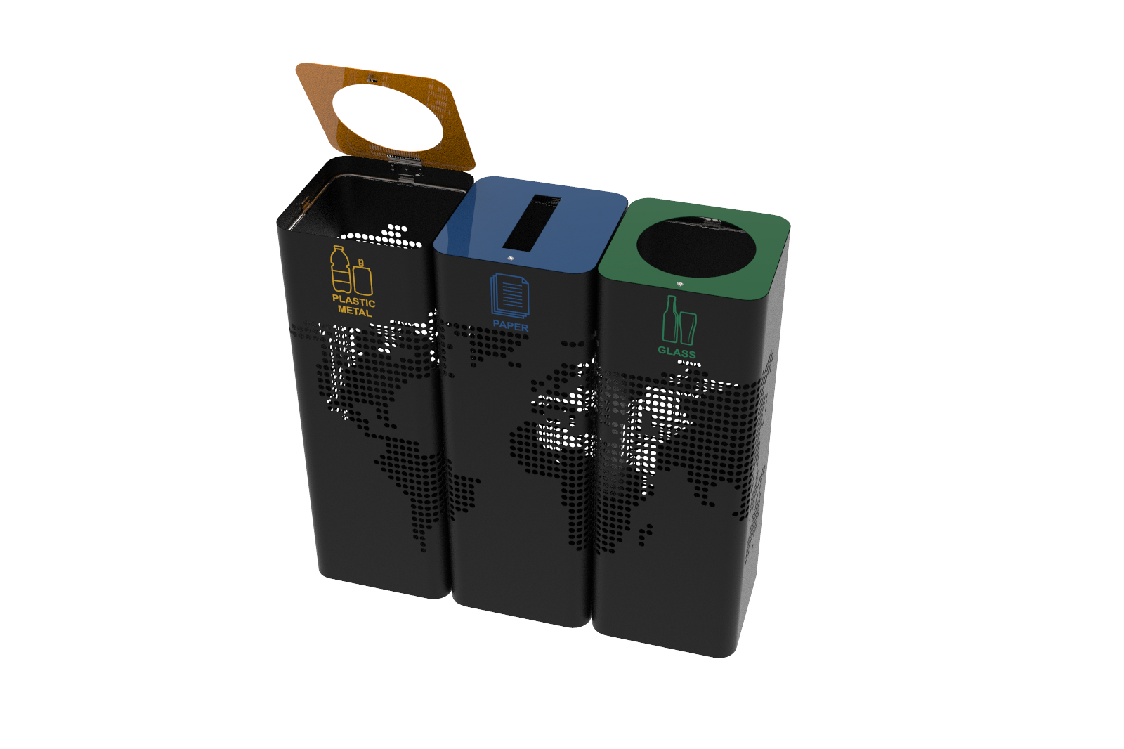 BREND SST poubelle élégante de recyclage en acier et bois - Binsignia®