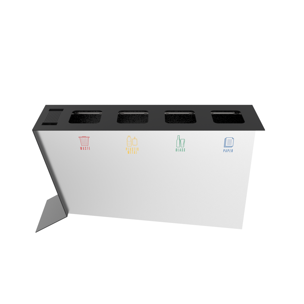 NOATAK SST modern stainless steel recycling station with ashtray Binsignia